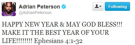 Adrian Peterson tweet happy new year